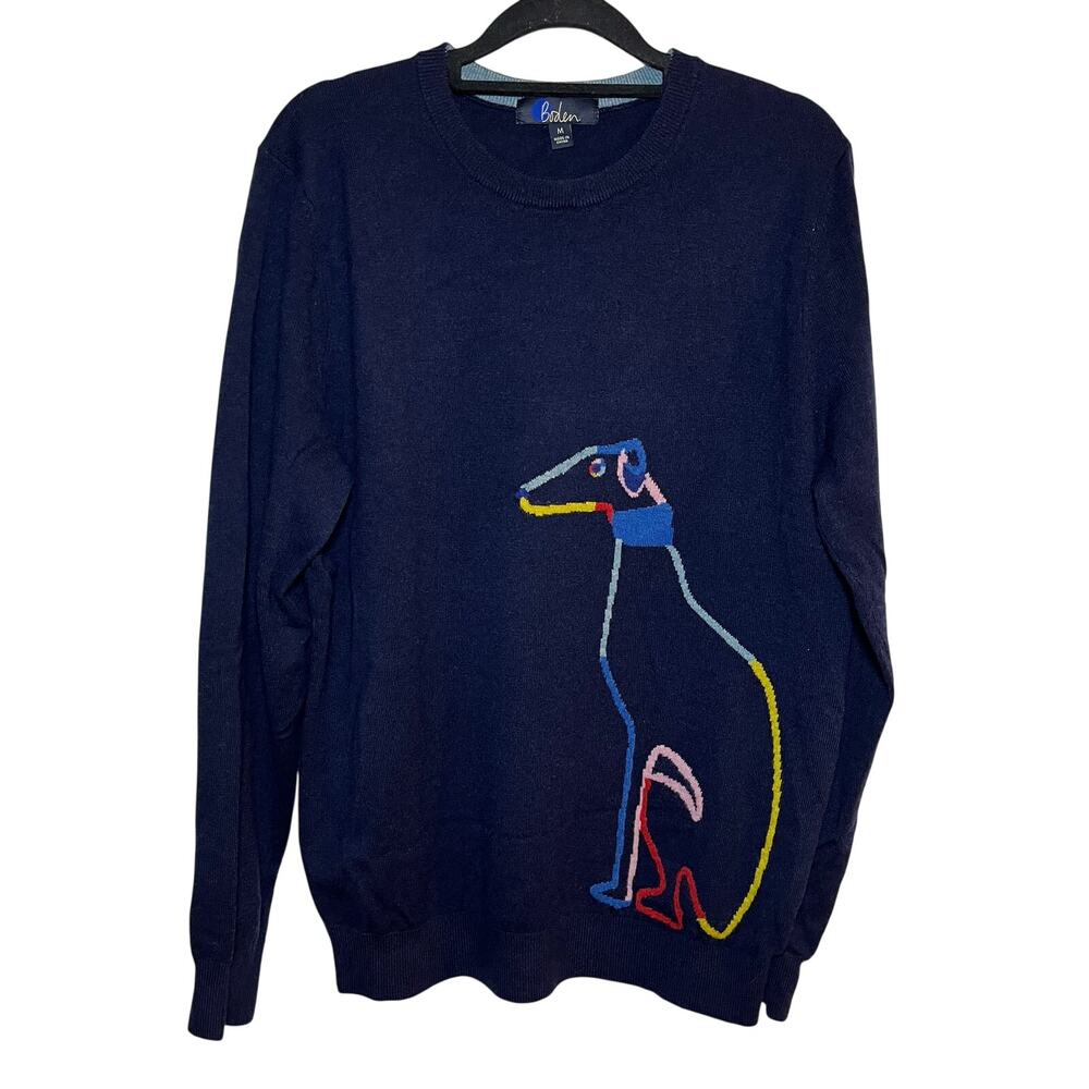 Boden Navy Sweater Greyhound Dog Design